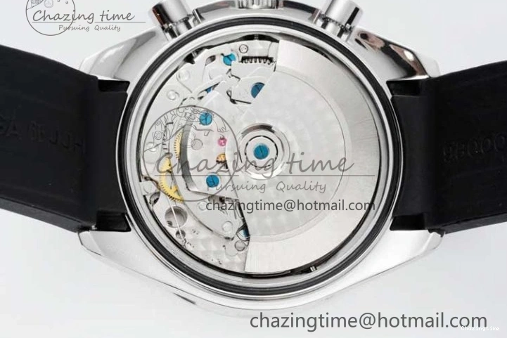 0706 TopPick Speedmaster Racing Master SS HKF Best Edition White Black Dial on Black Rubber Strap A 7813